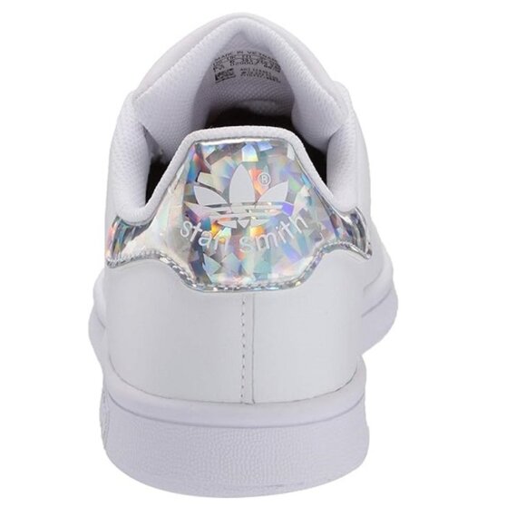 ADIDAS ORIGINALS J STAN SMITH EE8483 White/Silver Iridescent, Sz J6 (W8), used - Picture 2 of 15